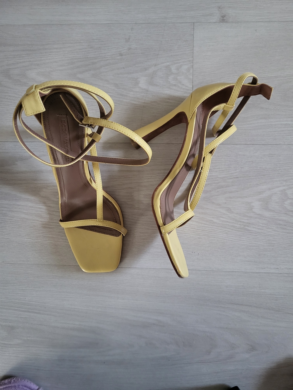 BCBGMaxAzria Yellow Strappy High Heel Sandals